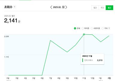 3개월 만에 조회수 2,141건 실제 화면